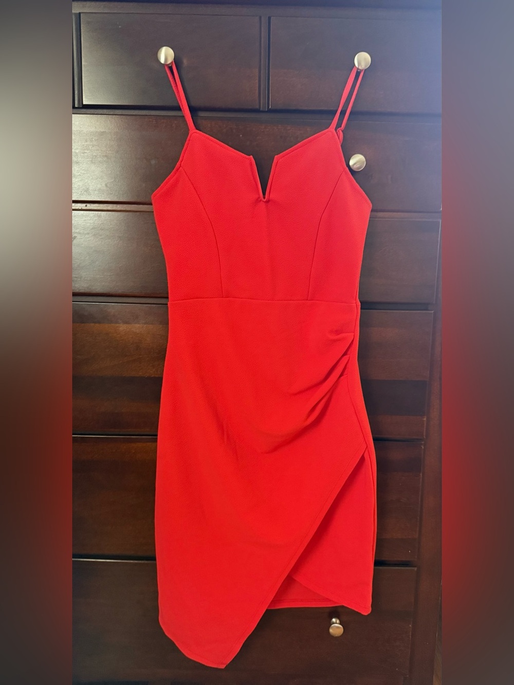 New With Tags V-Notch Spaghetti-Strap Deep Orange Dress Size Junior’s Medium